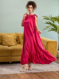 Casual Dresses Chiffon Beach Dress Beachwear Cover-Ups Oversize Backless Sexy Long Women Pink Bandage Maxi For Summer 2023