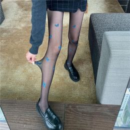 Women Socks Sexy Black Stockings Women's Autumn Thin Section Blue Butterfly Print Random Cut Ins Trendy Fashion Beautiful Leg