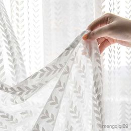 Curtain Modern luxury White tulle Curtain for living room bedroom window Jacquard sheers serape home decor drape well R230815