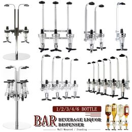 Bar Tools 1 6 Bottle Liquor Dispenser Wall Mounted Rotating Cocktail Alcohol Drink S Wine Beverage Whisky Butler Bracket 230814