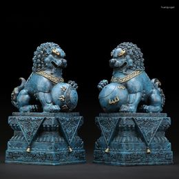 Decorative Figurines Pure Copper Lion Statue Chinese Style Brass Domineering Mascot Modern Sculpture Crafts Home Decoration Hand Drawn