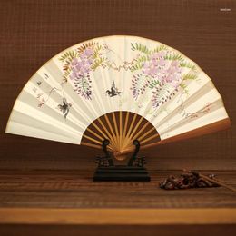 Decorative Figurines Xuan Paper Fan Portable Chinese Vintage Hand Painted Folding High Grade Summer Bamboo Gift Abanicos Para Boda