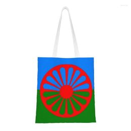 Shopping Bags Cute Print Romany Tote Bag Durable Canvas Shoulder Shopper Gypsy Flag Handbag