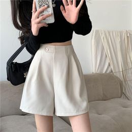 Women's Shorts Casual Women Suit Pants Summer 2023 High Waist Button Zipper Pockets Show Thin Sagging Loose Wide Leg All-match Black