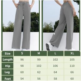 LL-005 Womens Pants Yoga Outfits Flared Trousers Elastic High Waist Loose Excerise Sport Gym Fit Belly Bell-Bottomed Long Pant Quick-dry Drawstring