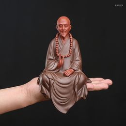 Decorative Figurines Master Hong Yi Buddha Statue Meditation Sitting Purple Sands Ceramic Study Room Chinese Classical Zen Craft Gift High