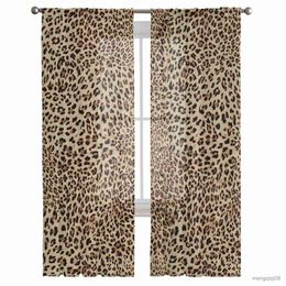 Curtain Leopard Print Sheer Window Panel Curtains Room for Living Room Bedroom Kitchen Room Chiffon Tulle Curtains R230815