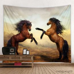 Tapestries Running horse 3d printing tapestry lion elephant wall hanging fabric home decoration wall decoration R230815