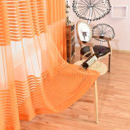 Curtain Orange thick tulle curtains sheer for living room bedroom stripes curtain for window treatment home decoration panel drapes