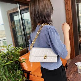 Evening Bags Trendy All-match Handbags PU Leather Solid Colour Chain Shoulder For Women 2023 Fashion Texture Cover Type Shopping Bag