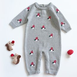 Rompers Baby Autumn embroidery Mushroom Clothing born Boys Girl Knit Sweaters Jumpsuits Winter Toddler Outfits Wear 230814