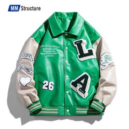 Men s Jackets Mens Letters Embroidery Patchwork Harajuku Varsity Jacket Air Pilot Overcoat Baseball Coats Male Hip Hop Men 230815
