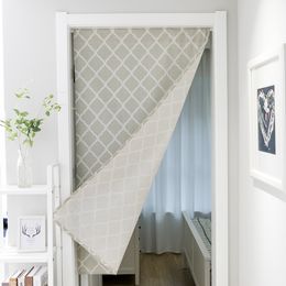 Curtain Japanese Cartoon Green Diamond Doorway Cotton Linen Monolithic Partition For Bedroom Kitchen Door Decoration 230815
