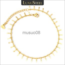 Anklets LUXUSTEEL Stainless Steel Anklets Brelets For Women Tassel Starfish Charm Gold Color Link Chain On Leg Fashion Foot Jewelry J230815