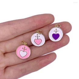 Pendant Necklaces Fashion Couple Love Heart Shape Enamel Copper Plated Necklace Bracelet Accessories 2023 For DIY Women Jewelry Charms