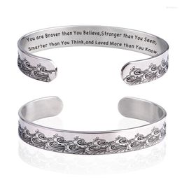 Bangle Inspirational Bracelets For Women Mom Personalized Gift Her Engraved Mantra Cuff Graduation Birthday Gifts Jewelry