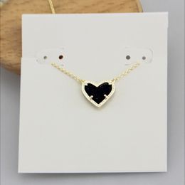 Pendant Necklaces Necklace Black Colour Druse Heart Heart Stone Real 18K Gold Plated Dangles Glitter Jewelries Letter Gift With free dust bag