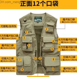 Men's Jackets Tool vest multiple pockets outdoor top sleeveless cardigan wool coat multi-functional photography fishing men's belt ultra-thin mesh Z230816