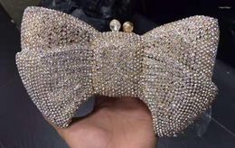 Evening Bags XI YUAN Women Bow Tie Party Wedding Cocktail Crystal Diamond Blue Gold Clutch Lady Clutches Female Bag