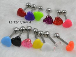 Labret Lip Piercing Jewelry 100pcs Body Tongue Nipple Shield Ring Barbells Straight Bar 14G Heart Candy Balls 230814