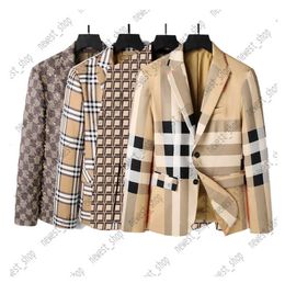 Western clothing mens Blazers designer autumn luxury outwear coat slim fit grid striped plaid geometry patchwork Male dress suit