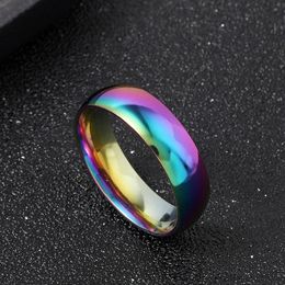 Simple glossy 6mm inside and outside circular arc plain ring titanium steel ring couple ring