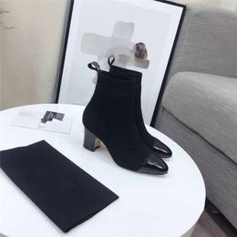 Chanells Bootss Chanellies Chaannel Fashion Socks Boots Temperament Leisure Women Short High-end Quality Knitted Wool Boot High Heels Dinner