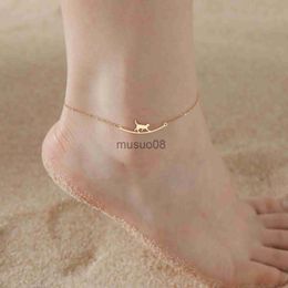 Anklets Cazador Cute Walking Cat Anklets for Women Stainless Steel Jewellery Foot Brelet Fashion Summer Beh cessories 2023 Wholesale J230815