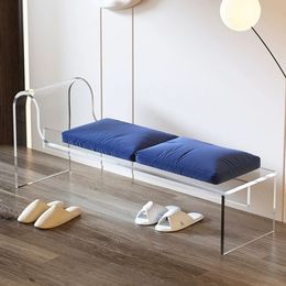 Modern acrylic entryway sofa bedside bench three Colour cushion for selection BLUE WHITE ORANGE