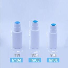 20 30 50 60 100ml Empty White Plastic Sponge Applicator Liquid Bottle HDPE White Bottles With Blue Sponge Head Cap Edaht