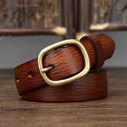 Other Fashion Accessories Belts 28cm Width Female Genuine Leather Belt Copper Pin Buckle Jean Wild Cowskin Fashion Simple Waist Strap 230814