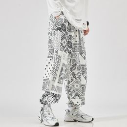 Men's Pants Trend Print European Style Casual Chinese Loose Japanese Ankle-Length Jogger Trousers Size M-5XL