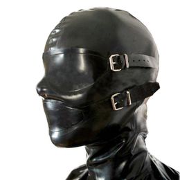 Party Masks Latex Mask Sexy Rubber Hood with Eyes Cover Detachable Mouth Plug Fetish Headgear Handmake Costume 230814