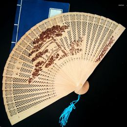 Decorative Figurines Ancient Style Folding Fan Chinese Dance Classical Daily Use Hollowed Out Fragrant Wood