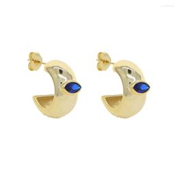 Stud Earrings 2023 Arrival Fashion Luxury CZ Single Blue Green Stones Earing For Women Valentine's Day Gift