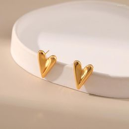 Hoop Earrings Copper Plated 18K Gold Europe And America Three-dimensional Heart-shaped Women Geometric Simple Jewelry