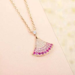 Luxury Bvlgr top Jewellery accessories designer woman Tanabata Limited new gradient cherry powder Necklace fan-shaped pendant clavicle chain Valentine's Day gift
