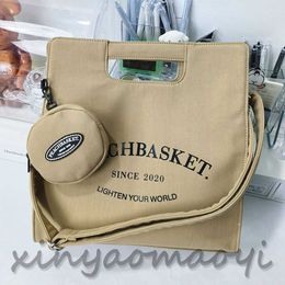 Khaki silver black peachbasket new Korean niche designer bag, senior sense crossbody bag nylon large capacity commuter Tote bag women, Shoulder bags, tote bags