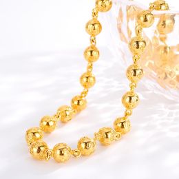 Chains Luxury Soft Titanium Gold 14K Beaded Necklace For Men's Wedding Anniversary Gifts Exquisite Overbearing Solid Chain Jewellery Male