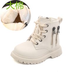 Boots Fashion Zip Design Toddler Ankle Winter Keep Plush Warm Snow for Boys Girls High Top Sneakers Kids Leather 230814