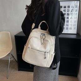 School Bags Women Mini Student Crossbody Backpack Bag Trendy Casual Mochilas Travel Leather Small Vintage Pu Daypack Rucksack