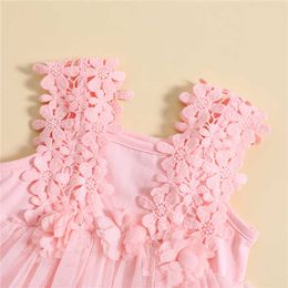 Girl's Dresses Summer Sweet Baby Clothes Newborn Baby Girls Rompers Dress Cotton Flower Sleeveless Mesh Tulle Skirt Jumpsuits Outfit 0-24M