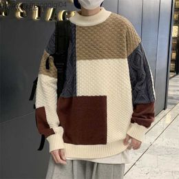 Men's Sweaters Vintage Patch Work Zipper Men's Winter Sweater Harajuku Knitwear High Street Casual Bag Basic Design Kpop Ins Unisex Clothing Z230815