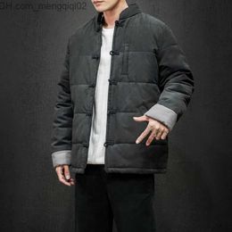 Men's Jackets Winter men's retro warm apron jacket Chinese style ethnic round neck Kung Fu Tai Chi uniform thick coat Z230816