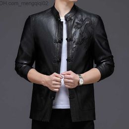 Men's Jackets Chinese style men's leather jacket Men's clothing Loose embroidery jacket Size M-4XL Tang style Chinese style jacket brand Z230816
