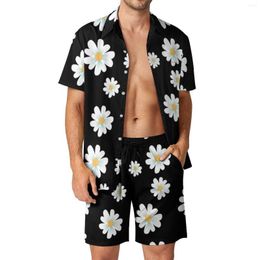 Men's Tracksuits Beautiful Daisy Men Define Daisies Flores Imprima Shorts Casuais Camisa de férias Set ROVATY GRAPHIC TEM
