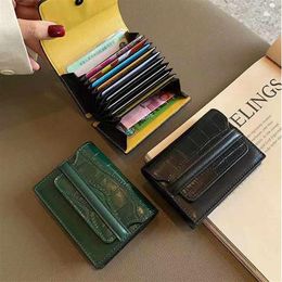 Small card bag women's Leather Credit Card Clip exquisite large capacity anti degaussing driver's license card cover Wal238U