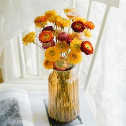 Decorative Flowers 24pcs Natural Dried Daisy Daisies Artificial Sunflowers Chrysanthemum Arrangements For Vase Home Farmhouse Decor