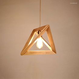 Pendant Lamps American Loft Chandelier Restaurant Lamp Bar Coffee Shop Retro Nordic Geometric Shaped Single Head Solid Wood
