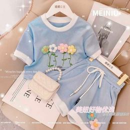 Clothing Sets Girls Summer Clothing Set Sweet Baby Kids Flowers Tops Tees T-shirts+shorts Children Birthday Princess Casual Clothes Sets